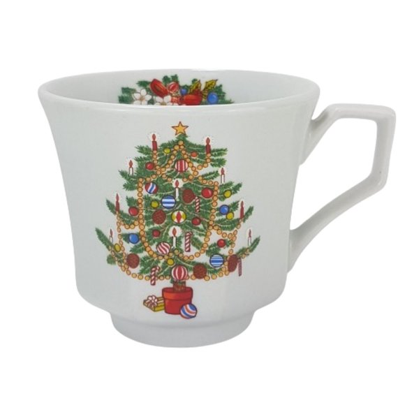 TIENSHAN (Fairfield) Fine China Mugs Teacups Christmas Tree & Cake Lifter - Picture 3 of 16